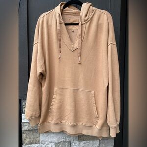 Aerie Oversized V-Neck Tan Sweater